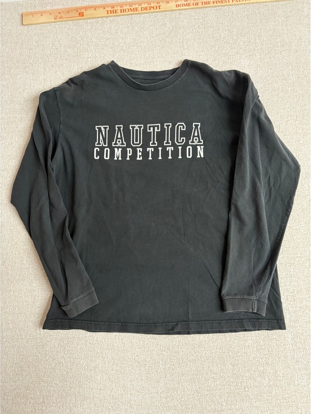 Nautica Competition Mens Large Black Long Sleeve Graphic T-Shirt Spellout Logo